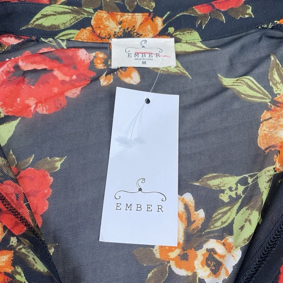 Ember Womens Floral Fairy Grunge Sheer Tie Front Cardigan Dress Sz M Whimsigoth - Picture 7 of 14